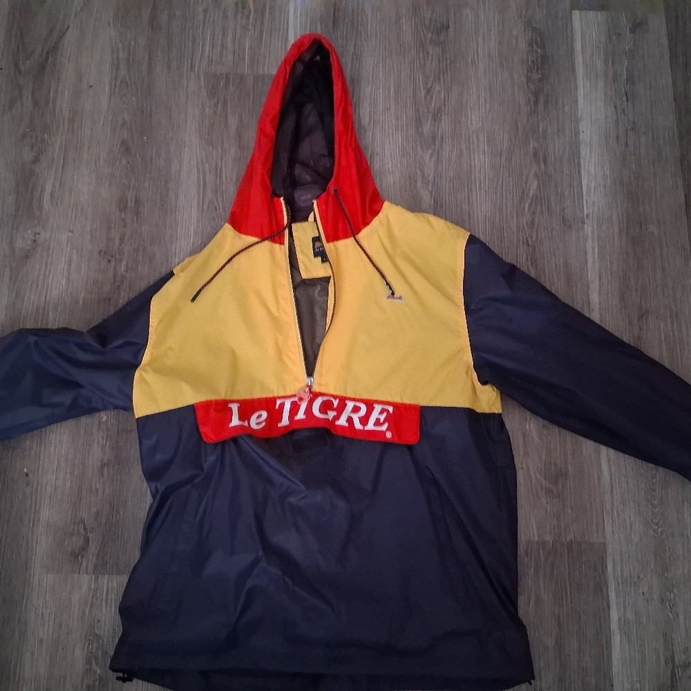 Le Tigre Red and Yellow Hooded Windbreaker